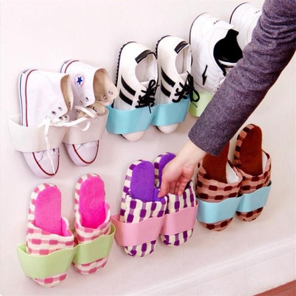 

clothing & wardrobe storage home wall mounted sticky hanging shoe hook shelf rack shoes holder organizer room slippers bracket