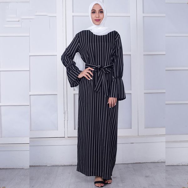 

vestidos abaya dubai kaftan turkey arabic striped maxi long hijab muslim dress robe musulmane longue turkish islamic clothing, Red