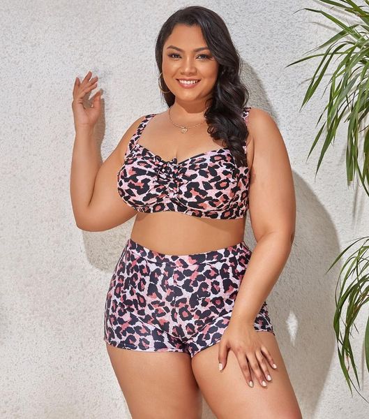 

one-piece suits large plus size women swimwear high waist gorgeous leopard swimsuit wholesale for trunk bottom big boobs