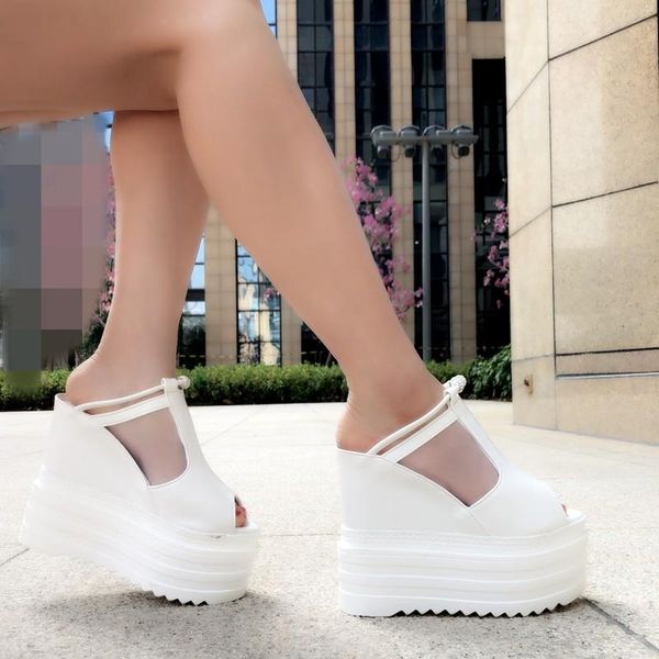 

slippers european and american spring summer 14cm ultra high heel flat cool, Black