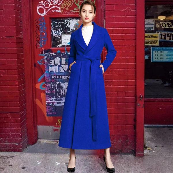 

women's wool & blends black woolen coat middle long 2021 autumn and winter temperament korean loose women