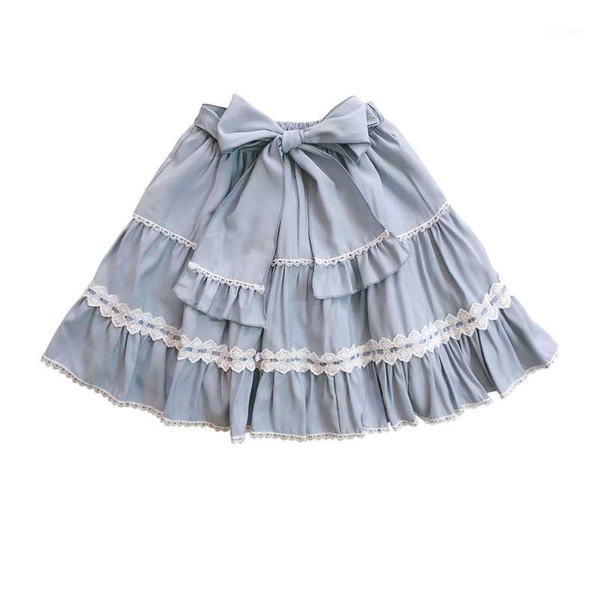 

skirts lolita kawaii cosplay skirt women sweet lace bow high waist princess mini school girls vintage cute bandage tutu, Black