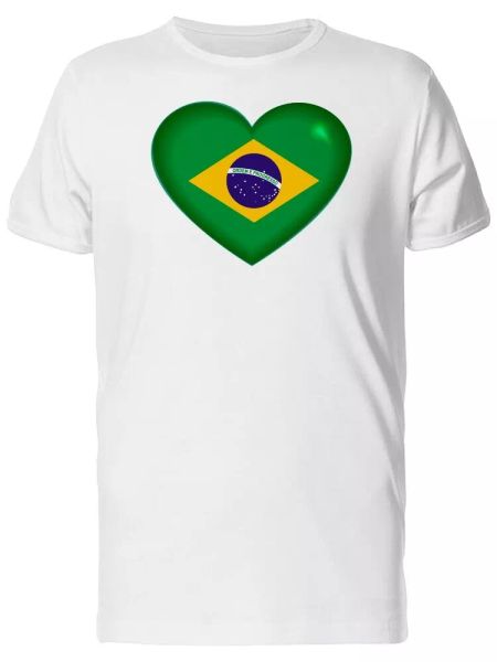 

heart shape brazilian flag men's tee -image by shutterstock, White;black