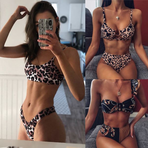 

microbikini, leopard women's swimsuit with reinforced thong, high collar, 2021