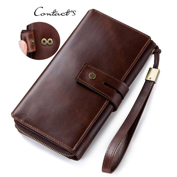 

men's leather wallet vintage tri-fold clutch bag large capacity multi-function card holder wallets, Red;black