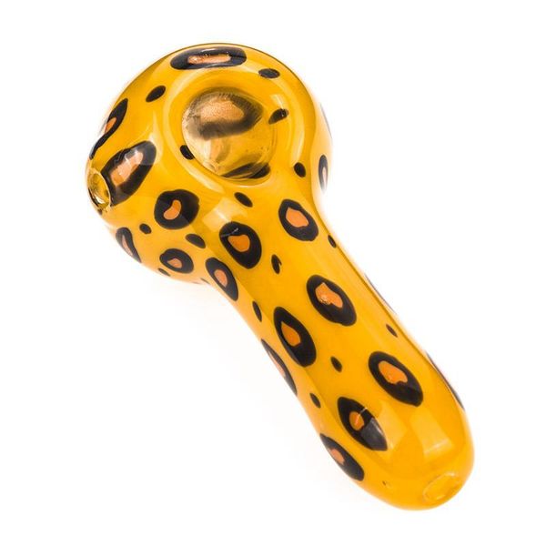 Yellow Leopard Speckle Pipes Pyrex Vetro spesso fatto a mano Dry Herb Tobacco Bong Handpipe Oil Rigs Design innovativo Decorazione di lusso Art Smoking Holder DHL Free