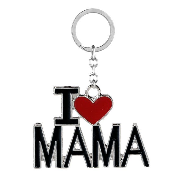 

european and american couple keychain father's mother's day gift "i love mom dad" metal key ring jewelry fashion design, Slivery;golden