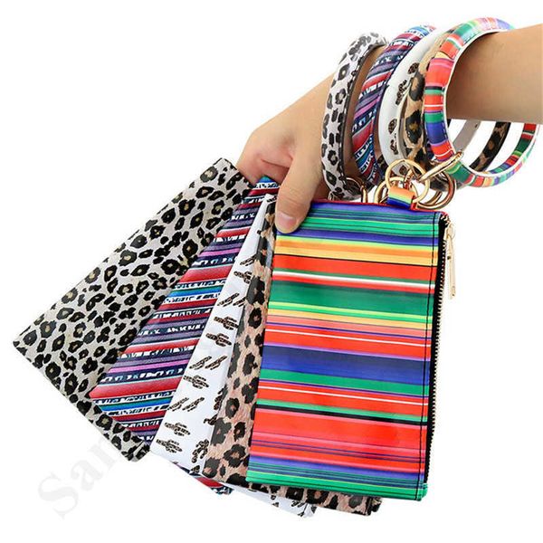

retro pu leather bracelet bangle pouch purses clutch handbags rainbow sunflower leopard zip credit id card holder slot wallets wrist bands k