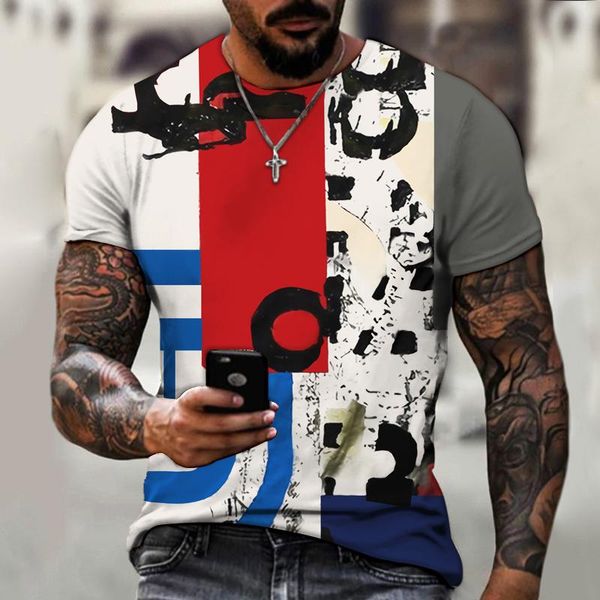 

men's t-shirts 2021 3d printing graffiti printed t-shirt casual round neck short sleeve street style clothing, White;black