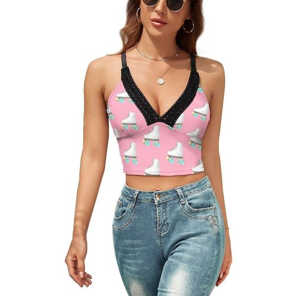 

women's tanks & camis skate tank lace custom colorful camisole festival women street style crop, White