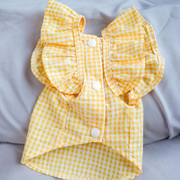 

summer dog shirt cute yellow color pet outfit puppy yorkshire pomeranian poodle bichon schnauzer clothing dropship clothes apparel