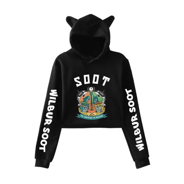 

women's hoodies & sweatshirts fashion wilbur soot 2d print cat for women summer trendy sweatshirt hooded, Black