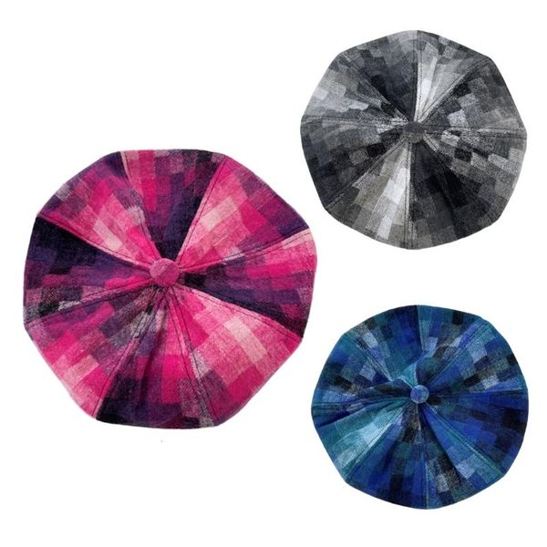 

beanies y5gc literary beret hat plaid cloud painter elegant octagonal outdoor
