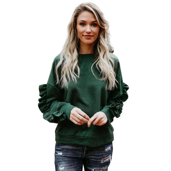 

women's hoodies & sweatshirts autumn solid color women pullover fleece loose female tracksuits casual round neck sweatshirt, Black