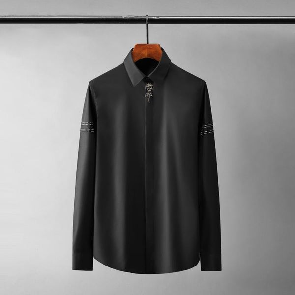 

diamond rose male shirts luxury long sleeve business casual mens dress fashion slim fit party man 4xl men's, White;black