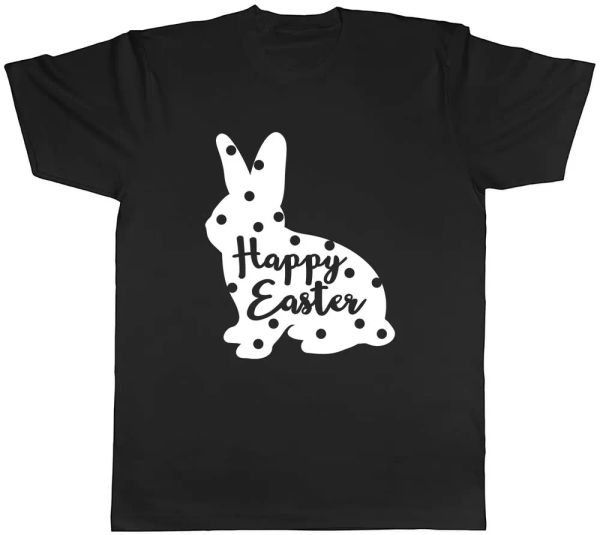 

happy easter bunny rabbit with spots mens t-shirt tee, White;black