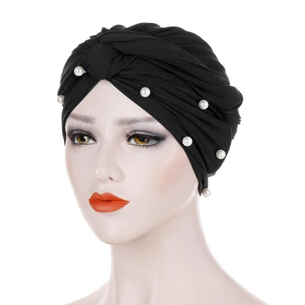 

beanie/skull caps muslim women pearl cross cotton turban hat scarf chemo beanies cap banadans hijab bonnet headwear head wrap hair accessori, Blue;gray