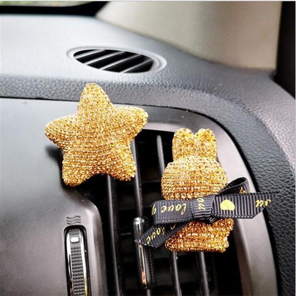 

car air freshener star rhinestones stickers drill outlet conditioning perfume clip