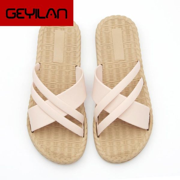 

slippers summer women flat non-slip flax linen comfort shoes casual indoor&outdoor sandals slipper mujer, Black