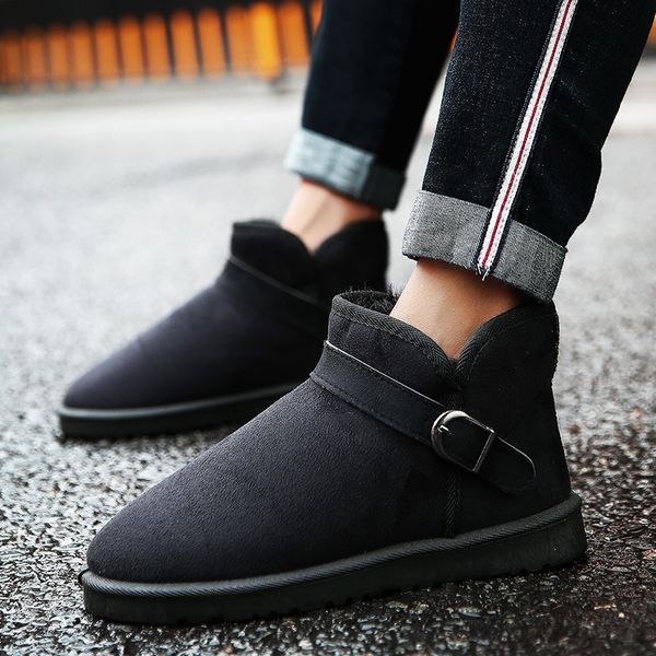 

shoes size 36-46 winter snow boots brand fashion designer boots shoes women ankle boots slim flats platform male, Black