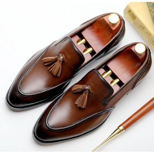 

dress shoes handmade men's loafer genuine leather italian men reto hand made brush colourcolour, Black