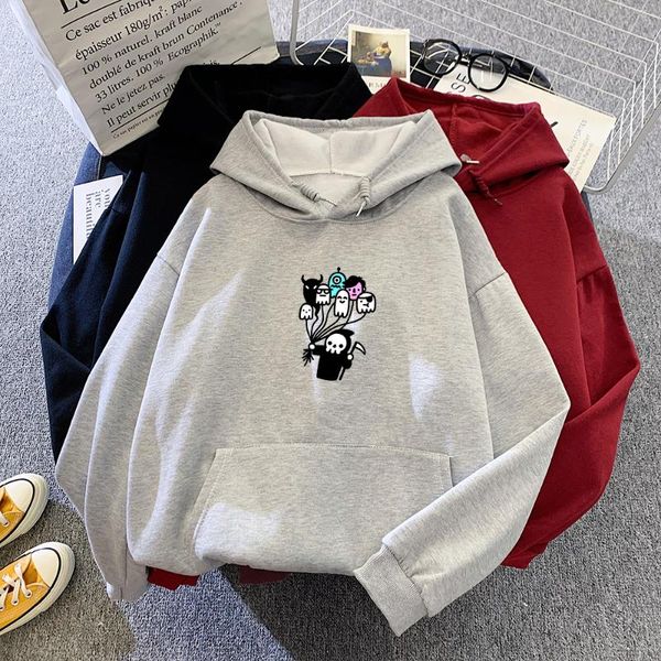 

sweatshirts for teen girls korean autumn winter hoodie sweatshirt 90s skull jacket women thick heavy ladies women's hoodies &, Black