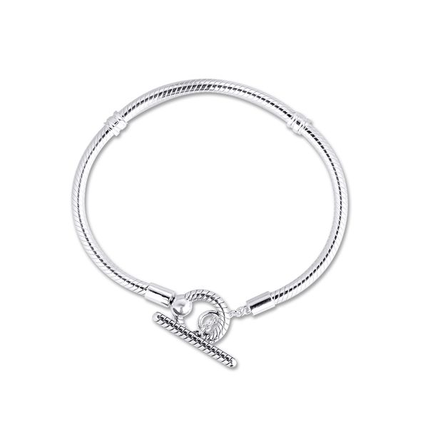 

moments t-bar snake chain bracelet round beads women fashion jewelry signature clasp charms bracelets, Black