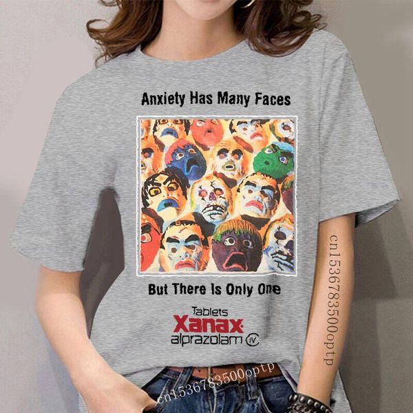 

women's t-shirt anxiety has many faces october, White