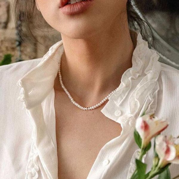 

chokers women fashion vintage pearl necklace party elegant chain retro accessories all match streetstyle, Golden;silver