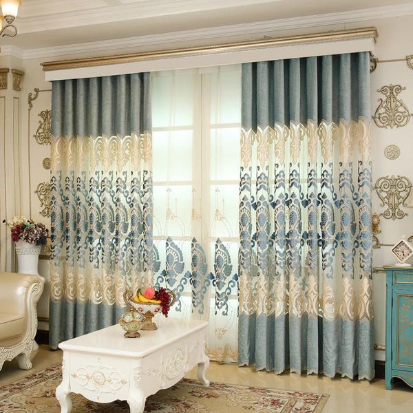 

curtain & drapes european style curtains for living dining room bedroom high-end villa hollow embroidery finished product customization