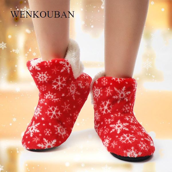 

slippers home women winter indoor house shoes fur slides fluffy female snowflake christmas ladies pantuflas mujer 2021, Black