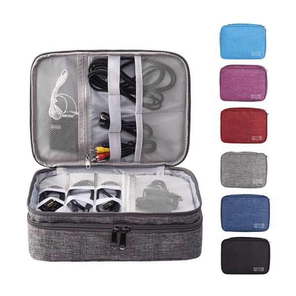 

storage bags travel portable accessories usb digital gadgets charger power battery kit case wires zipper bag 27*20*9cm