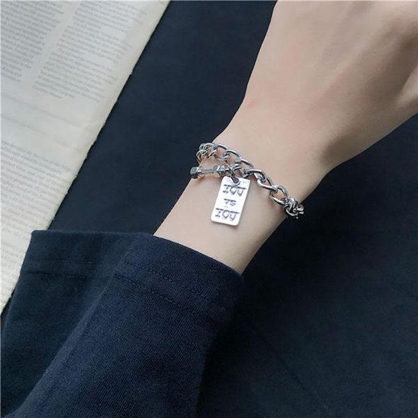 

charm bracelets korean casual stainless steel chains bracelet jewelry harajuku punk rock toggle-clasps & bangles for women, Golden;silver