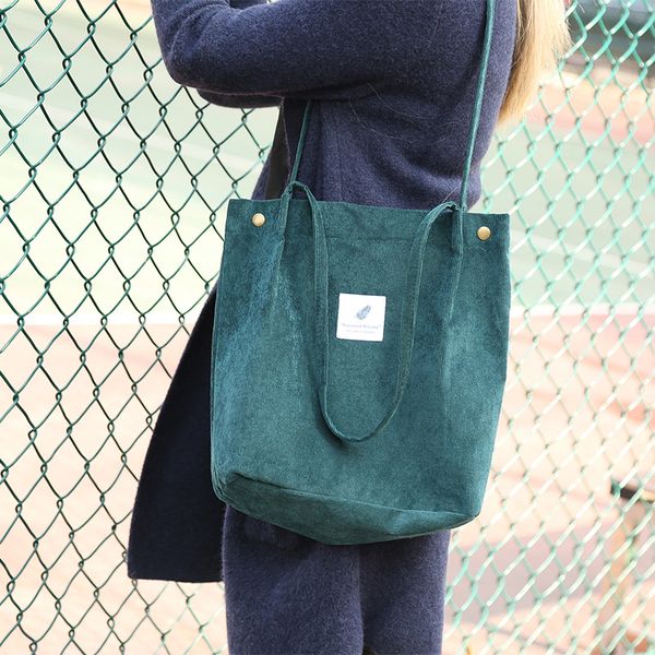 

new corduroy canvas bags portable storage bag women's bags large capacity literature and art versatile single shoulder bag women's, Black