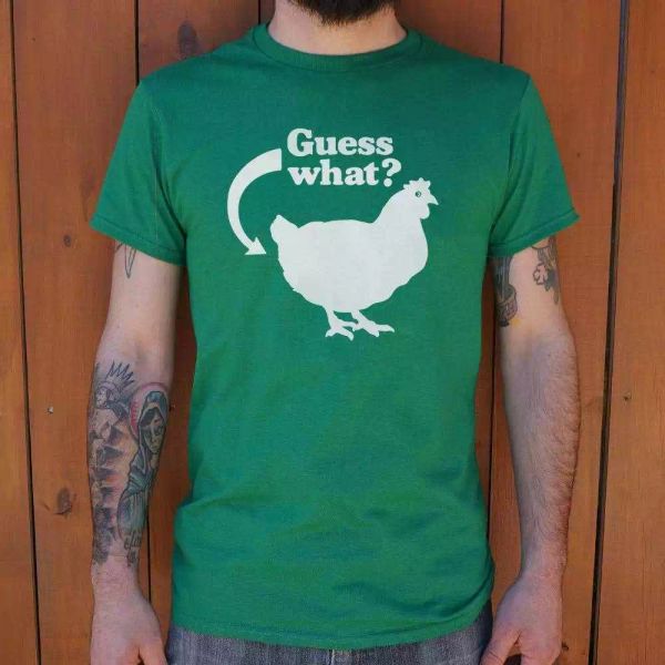

guess what chicken butt t-shirt | short sleeve graphic tee, White;black