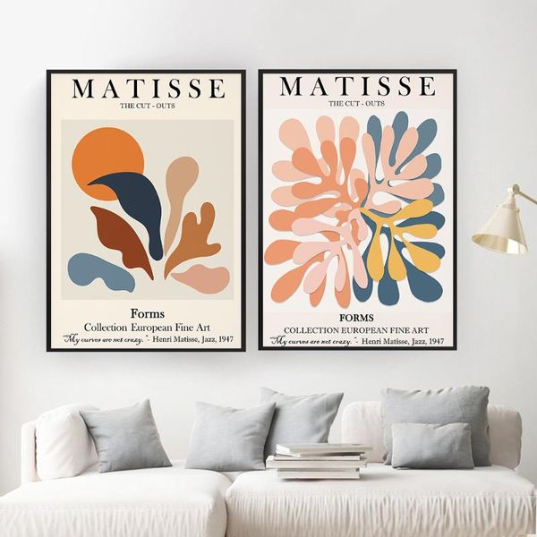 

paintings matisse floral sun canvas painting modern poster abstract tropical plants cut out posters and prints living room decor