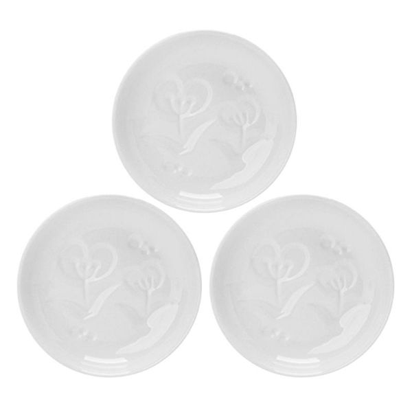 

cups & saucers 3pcs round shape flower pattern household restaurant ceramic saucer vinegar soy sauce dish small plate (white)
