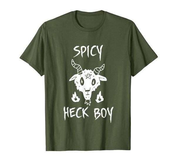 

spicy heck boy satan tee satanic lucifer mephiseles t-shirt, White;black