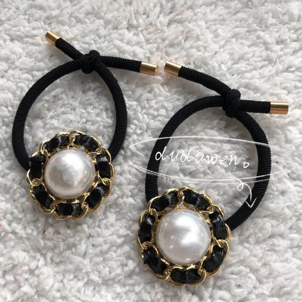 

4cm ealstic hair hands classic pearl around chain fashion c hairtie with stamp duduwen for collection, Pink