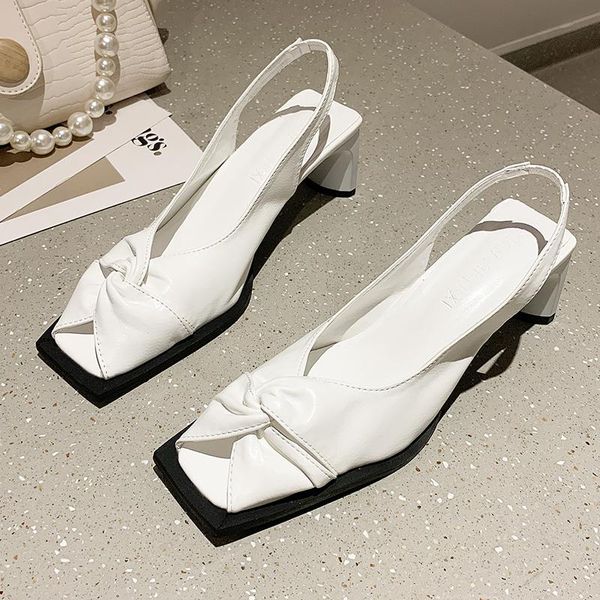 

sandals women square heels fashion summer casual shoes female 2021 korean style slides for ladies high, Black