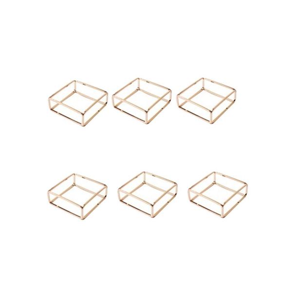 

6pcs hollow square napkin ring golden buckle wedding el table decoration rings