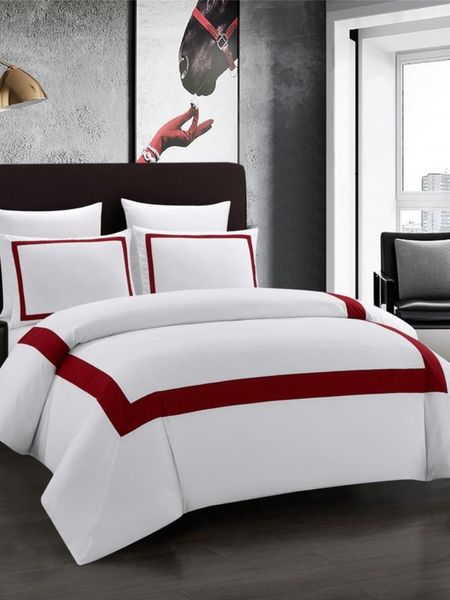 

bedding sets european modern simple geometry style plain three piece bed cover pillow case splicing el