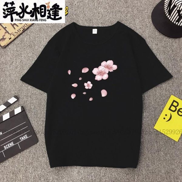 

women's t-shirt 2021 fashion pink cherry blossom summer cute women maiden super lovely flowers art print girl ladies casual, White