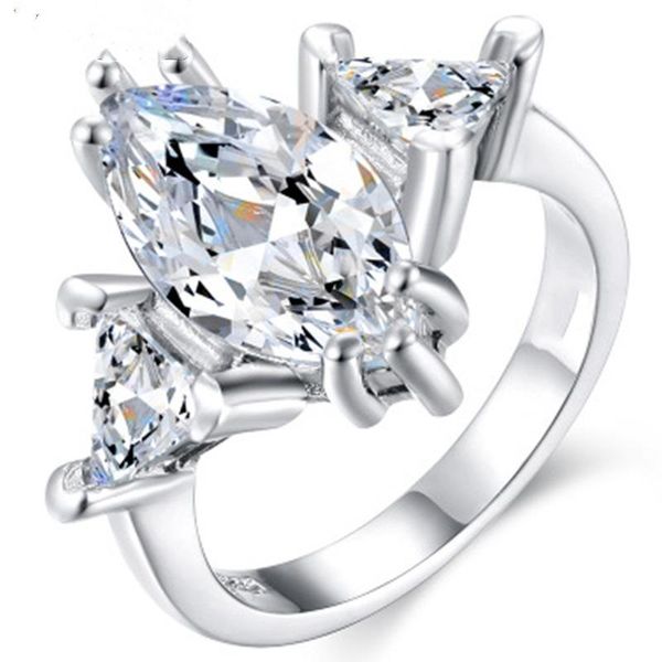 

wedding rings elegant water droplets zircon ring hearts and arrows princess micro-inlaid for women fashion jewelry, Slivery;golden