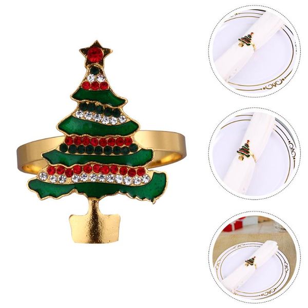 

napkin rings 6pcs christmas style buckles tableware decors (green)