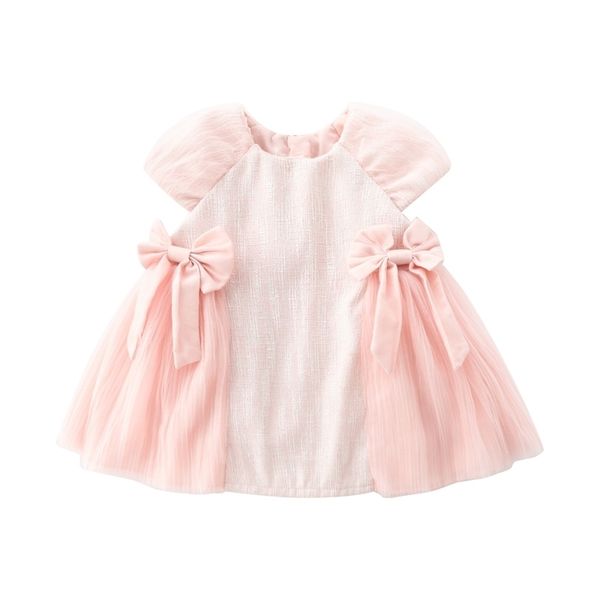 

children's clothing 2021 autumn new small fragrance girl baby one year old dress pink bow princess dress, Red;yellow