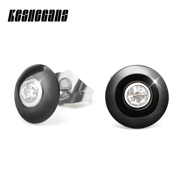 

arrival ceramic earrings for women with india stone crystal black white 2 color stud fashion jewelry, Golden;silver