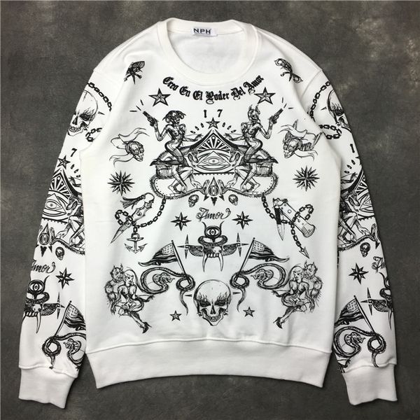 

men's hoodies & sweatshirts 20s luxury devil man star 17 high hoodies with and velvet sweaters cotton drake thicken c668, Black