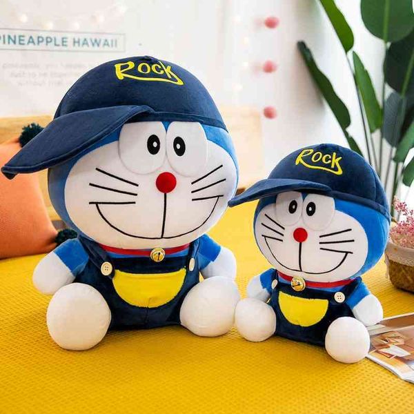 

cute doraemon plush toy hat blue fat robot cat doll gift