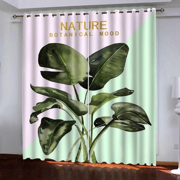 

custom plant leaf window curtain 3d blackout living room bedroom kitchen & drapes